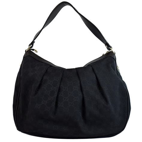 GUCCI Medium Sukey GG Canvas Hobo Bag Black 232955